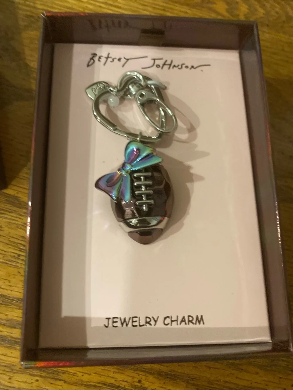Betsey Johnson Football Keychain Card Holder Charm